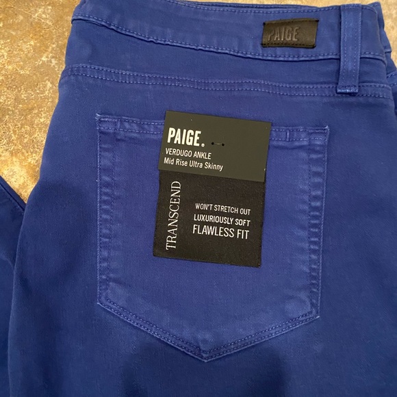 Paige. Verdugo Cobalt Mid Rise Blue Skinny Jeans - Picture 1 of 4